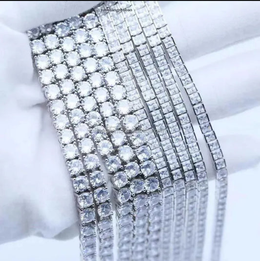 3mm 4mm 5mm 6mm Iced Out Tennis Chains in White